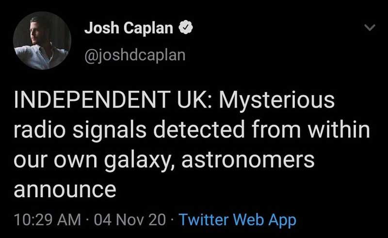 Mysterious Radio Signals Tweet