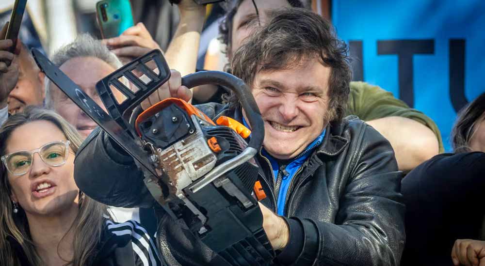 Javier Milei with his chainsaw