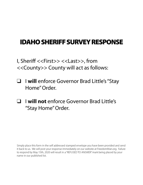 Idaho Sheriff Survey Response